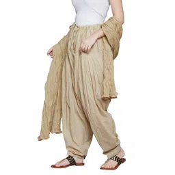 branded filter products Women's Cotton Plain Traditional Punjabi Patiala Pant with Dupatta Set (Free Size) image 3