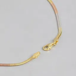 zavya 925 Sterling Silver Modest Triple Tone Plating Chain Anklet (Single) | | Gift for Women & Girls | With Certificate of Authenticity & 925 Stamp|Mother's Day image 5