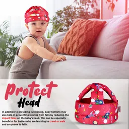 HUG PUPPY Baby Safety Helmet Infant Toddler Helmet,Baby Head Protector for Safety 6 to 18 Months Adjustable Protective Cap Child Safety Head Guard Hat Running Walking Crawling (Red) image 2