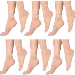 vishal_co Women's Nylon Ultra-Thin Transparent Ankle Length-Length Summer Socks (Skin, Free Size)- Pack Of 5 image 1