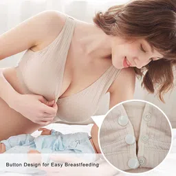 ATOX Nursing Bras for Breastfeeding Cotton Wireless Maternity Bra Seamless Support Front Snap Padded Bralettes image 2