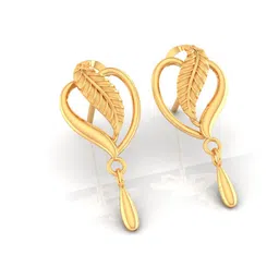 p.c. chandra jewellers Womens 22KT (916) Yellow Gold Heart Drop Earrings With Leaf Accent And Drop Dangle - 0.9 Grams image 5