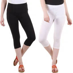 diaz Capri for Women Combo Pack of 2 Black-White image 1
