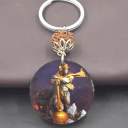 afh Lord Rudra Angery Hanuman Religious Rudraksha Acrylic Keychain for Men and Women image 2