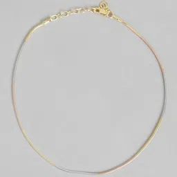 zavya 925 Sterling Silver Designer Triple Tone Rhodium, Gold & Rose Gold Plated Chain Anklet (SIngle) | With Certificate of Authenticity & 925 Hallmark | Gift for Women & Girls image 4
