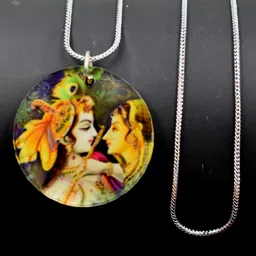 afh Radha Krishan Basuri Lella Crystal Religious Snake Chain Pendnet for Men and Women image 4