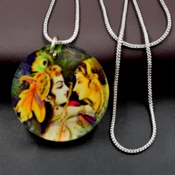 afh Radha Krishan Basuri Lella Crystal Religious Snake Chain Pendnet for Men and Women image 2