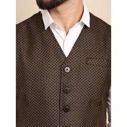 even Men's Beige Merino Textured Sleeveless Self-Design Waistcoat_WC-BDY055-BGB image 4