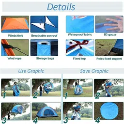 Nikrim Picnic Hiking Camping Portable Polyester Dome Tent For 5 Person & More Waterproof With Bag (Multicolour) image 4