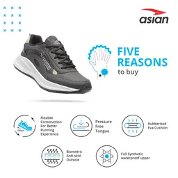 asian Men's Waterproof-05 Sports Running Shoes with Full Waterproof Synthetic Upper & Lightweight Eva Sole Casual Sneaker Shoes for Men's & Boy's image 4