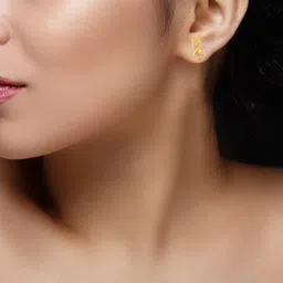 p.c. chandra jewellers 14k (585) Yellow Gold and American Diamond Stud Earrings for Women image 3