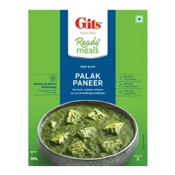 Gits Ready to Eat Palak Paneer, Pure Veg, Heat and Eat Indian Dish, Microwaveable, 855g (Pack of 3 X 285g Each) image 3
