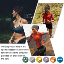 oselee Fleece Ponytail Headband, Lightweight Winter Headband Ear Warmers Stretchy Sport Band, for Women Yoga/Skiing/Running/Cycling/Outside Sport image 2