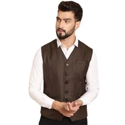 even Men's Beige Merino Textured Sleeveless Self-Design Waistcoat_WC-BDY055-BGB image 1
