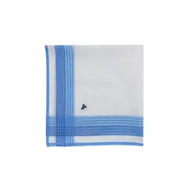 van heusen Men's Cotton Color Border Handkerchief (Pack Of 3) Beige, Blue & Maroon image 3