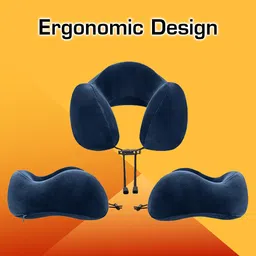 greeli Extra Soft Memory Foam Luxury Travel Neck Support Rest Pillow with Soft Washable & Removable Cover, Multipurpose Comfortable Travel Pillow for Airplane (Navy Blue Multiple Raise) image 2