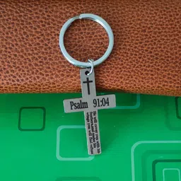 m men style Be Strong And Take Heart All You Who Hope In The Lord (Psalm 31.24) Black And Silver Stainless Steel Keychain For Men And Women image 3