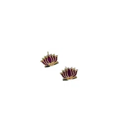 diva inspire Women Gold-Plated purple Lotus Necklace with Earrings image 1
