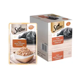 Sheba Rich Premium Adult (1+ Years) Wet Cat Food, Fish with Sasami Flavour, 35 g Pouch (Pack of 12), High-moisture wet food for healthy hydration image 1