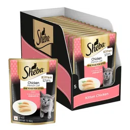 Sheba Kitten Wet Cat Food, Chicken Premium Loaf, 70 g, Pack of 14, Crafted With Delicious Ingredients, High-Moisture Gravy Kitten Cat Food For Healthy Hydration image 1