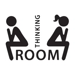 jnm enterprise JNM Thinking PVC Vinyl Room Theme Bathroom/Toilet Door Sign Sticker, Self-Adhesive image 3