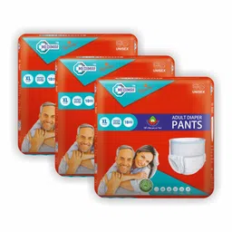 Medimaf By Mafatlal Adult Diaper Pant style - 30 Count Extra Large 90-125 cms (35-49"), Size XL, unisex,dual pad, leakproof, elastic waist, wetness indicator & Extra absorbency, Pack of 3 image 1