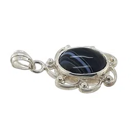sahiba gems Silver/Chandi 9 Carat Natural Sulemani Hakik (Agate) Gemstone Pendant (Locket) Men & Boys image 2