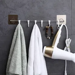 Jialto Premium Self Adhesive Wall Hanger Hook Accessories Items, Wall Hangers for Clothes Without Drilling Cloth Hanging Hook for Hanging, Hooks for Wall Hooks Holder (1, New Strip 6 Hook) image 4