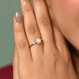 clara Pure 925 Sterling Silver Fiora Real Pearl Size Adjustable Finger Ring | Gift for Women and Girls | Platinum Plated image 4