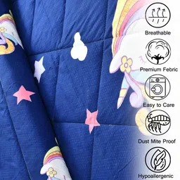 FRESH FROM LOOM Summer Collection Microfiber Micro Fiber Comforter | Dohar | Quit | Single Bed | Washable | Double Weaved | Hypoallergenic Skin Friendly(Unicorn Blue | 60X90 in,Single Bed),300 TC image 4
