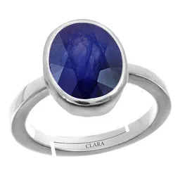 clara Blue Sapphire Neelam 5.5cts or 6.25ratti Stone Silver Adjustable Ring for Men image 1