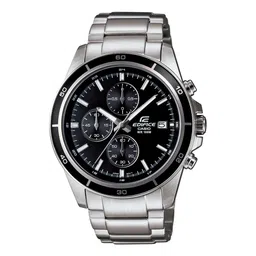 casio Edifice EFR-526D-1AVUDF Black Analog Dial Silver Stainless Steel Band Men's Watch Solid Band Stop-Watch EX093 image 1