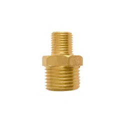 BEZMET Brass Hex Reducing Nipple 1/4 x 1/2 BSP Male Connector Reducer 1/4 x 1/2 Pipe Fittings image 1