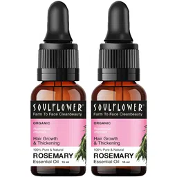 Soulflower Rosemary Essential Oil for Hair Growth, Nourishment, Thick & Strong Hair, Moisturising Skin | Clinically Tested & Ecocert Certified Organic 100% Pure, Natural| Pack of 2 15ml Each image 1