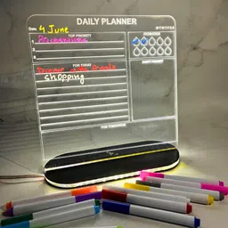 Zesta 3D Acrylic Writing Pad with LED Light & Pen – Glow Art Message Board | Aesthetic Desk Decor | Unique Gift for Men, Girls, Teens, Students | Cool Gadgets & Stationery Items (Daily Planner) image 3