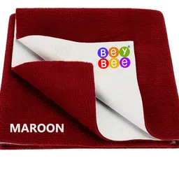 BeyBee Waterproof Quick Dry Sheet for Baby| Bed Pad Anti-Piling Fleece Extra Absorbent Washable Matress Protector| Baby Bed Protector Sheet for Toddler Children, Medium Size, 100x70cm, Maroon image 1