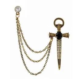 sullery cross skull Sword Brooch Gift for Suit Label Pin With Hanging Chain Bronze Alloy Bronze Brooch For Men And Women image 1