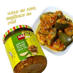 Add me Home Made Mango Pickle in Olive Oil 500gm Aam ka Achar Glass JAR image 5