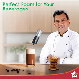 Wonderchef Regalia 6W Milk Frother for Coffee - Handheld Battery-Operated for Coffee, Lattes, Lemonade, Hot Chocolates and Shakes - Black image 2