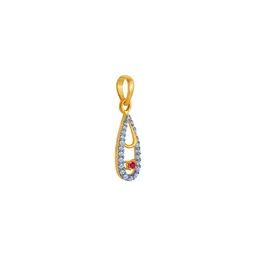 p.c. chandra jewellers 14k (585) Yellow Gold and American Diamond Pendant for Women image 3