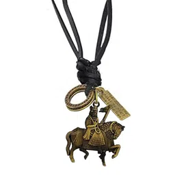 m men style Religious God Gogaji Maharaj Bronze Metal And Leather Pendant Necklace Chain For Men And Women image 1