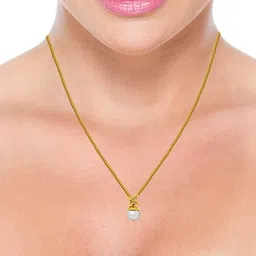 p.c. chandra jewellers 22KT (916) Yellow Gold BIS Hallmark Flower with Pearl Pendant For Women - 0.66 Grams image 5