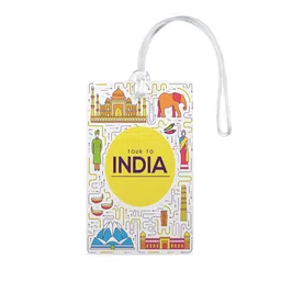 100yellow 100yellow® Tour to India Theme Luggage Tags, Bag Tag Travel Id Labels Tag for Baggage Suitcases Bags with Silicon- Ideal for Travel-Pack of 4 image 2
