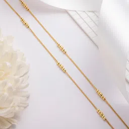 zavya 925 Sterling Silver Beads Minimal Gold Plating Anklet (Pair) | Gift for Women & Girls | With Certificate of Authenticity & 925 Stamp|Mother's Day image 3
