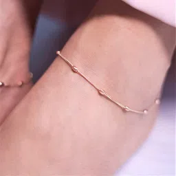 zavya 925 Sterling Silver Anklet Pair | Rose Gold Plated Adorned Women Chain Anklet | With Certificate of Authenticity and 925 Hallmark image 2
