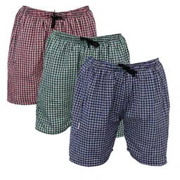 digital shopee Men's Cotton Shorts Boxers, Multicolour, Pack of 3 image 1