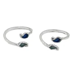 sahiba gems Pure Silver Designer Front Open Toe Ring (Chandi Bichhiya) For Women ~ 2 Pieces ~ 2 Shade Color Toe Rings image 1