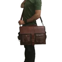 madosh Men's Briefcase Shoulder Bag Genuine Goat Hide Office Bag Vintage Crossbody Business Bags image 5
