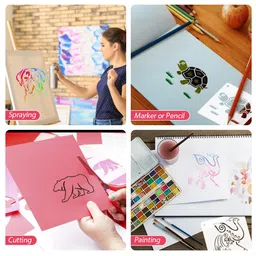 ch haicheng 50 PCS Animal Painting Stencils Reusable Animal Stencils for Painting on Wood Rocks Canvas Fabric Glass Pottery 4x4 Inch image 4