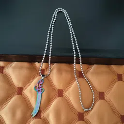 m men style Arabic Name Zulfiqar Ali Sword Multicolor Zinc And Metal Pendant Necklace For Men And Women SPn20221045 image 3